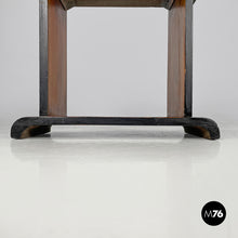 画像をギャラリービューアに読み込む, Wooden coffee table with black rounded profiles, 1940s