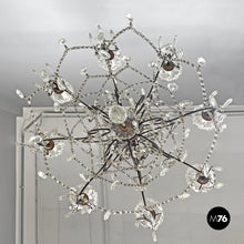 画像をギャラリービューアに読み込む, Glass drop chandelier with metal structure, 1950s