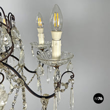 画像をギャラリービューアに読み込む, Glass drop chandelier with metal structure, 1950s