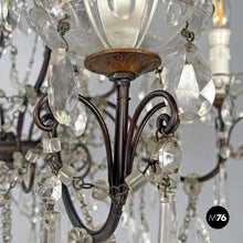 画像をギャラリービューアに読み込む, Glass drop chandelier with metal structure, 1950s