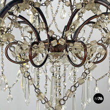 画像をギャラリービューアに読み込む, Glass drop chandelier with metal structure, 1950s