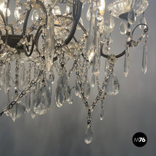 画像をギャラリービューアに読み込む, Glass drop chandelier with metal structure, 1950s