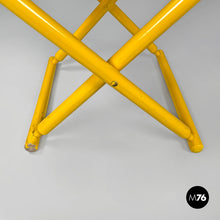 画像をギャラリービューアに読み込む, Yellow wood and fabric folding tub chair, 1980s
