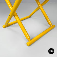 画像をギャラリービューアに読み込む, Yellow wood and fabric folding tub chair, 1980s
