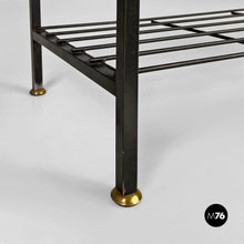 画像をギャラリービューアに読み込む, Self-supporting, black metal, wood and brass String bookcase, 1960s