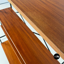 画像をギャラリービューアに読み込む, Self-supporting, black metal, wood and brass String bookcase, 1960s