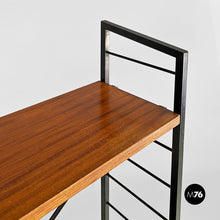 画像をギャラリービューアに読み込む, Self-supporting, black metal, wood and brass String bookcase, 1960s