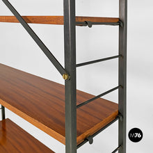 画像をギャラリービューアに読み込む, Self-supporting, black metal, wood and brass String bookcase, 1960s