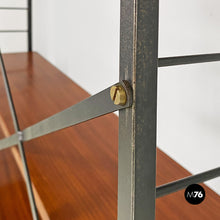 画像をギャラリービューアに読み込む, Self-supporting, black metal, wood and brass String bookcase, 1960s