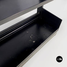 Load image into Gallery viewer, Self-standing black metal bookcase, 1980s