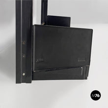 Load image into Gallery viewer, Self-standing black metal bookcase, 1980s