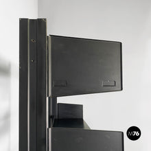Load image into Gallery viewer, Self-standing black metal bookcase, 1980s
