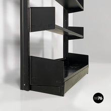 Load image into Gallery viewer, Self-standing black metal bookcase, 1980s