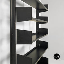 Load image into Gallery viewer, Self-standing black metal bookcase, 1980s