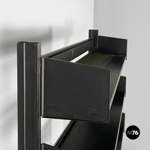 Load image into Gallery viewer, Self-standing black metal bookcase, 1980s