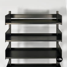 Load image into Gallery viewer, Self-standing black metal bookcase, 1980s