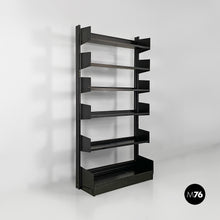 Load image into Gallery viewer, Self-standing black metal bookcase, 1980s