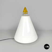 画像をギャラリービューアに読み込む, White and yellow Murano glass table lamp Grande Rio by Giusto Toso for Leucos, 1970s