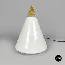 画像をギャラリービューアに読み込む, White and yellow Murano glass table lamp Grande Rio by Giusto Toso for Leucos, 1970s
