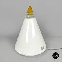 画像をギャラリービューアに読み込む, White and yellow Murano glass table lamp Grande Rio by Giusto Toso for Leucos, 1970s