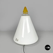 画像をギャラリービューアに読み込む, White and yellow Murano glass table lamp Grande Rio by Giusto Toso for Leucos, 1970s