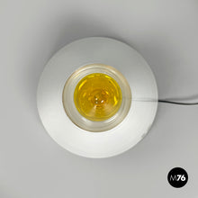 画像をギャラリービューアに読み込む, White and yellow Murano glass table lamp Grande Rio by Giusto Toso for Leucos, 1970s