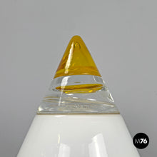 画像をギャラリービューアに読み込む, White and yellow Murano glass table lamp Grande Rio by Giusto Toso for Leucos, 1970s