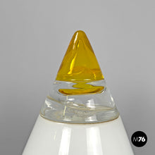 画像をギャラリービューアに読み込む, White and yellow Murano glass table lamp Grande Rio by Giusto Toso for Leucos, 1970s