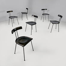 画像をギャラリービューアに読み込む, Black wood and metal chairs, 1980s