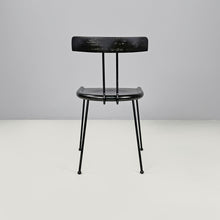 画像をギャラリービューアに読み込む, Black wood and metal chairs, 1980s