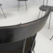 画像をギャラリービューアに読み込む, Black wood and metal chairs, 1980s