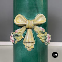 画像をギャラリービューアに読み込む, Green ceramic columns or pedestals, 1930s