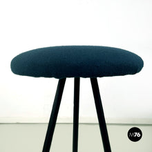 Carica l'immagine nel visualizzatore di Gallery, Black metal and blue fabric stool, 1950s