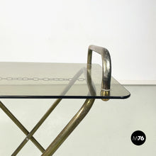 Load image into Gallery viewer, Brass and crystal service table, 1960s
