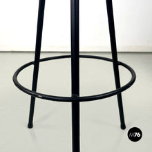 Carica l'immagine nel visualizzatore di Gallery, Black metal and blue fabric stool, 1950s