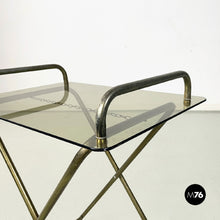 Load image into Gallery viewer, Brass and crystal service table, 1960s
