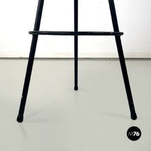 Carica l'immagine nel visualizzatore di Gallery, Black metal and blue fabric stool, 1950s