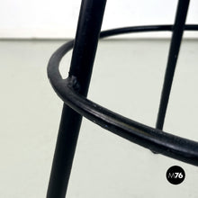 Carica l'immagine nel visualizzatore di Gallery, Black metal and blue fabric stool, 1950s