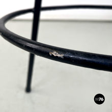 Carica l'immagine nel visualizzatore di Gallery, Black metal and blue fabric stool, 1950s