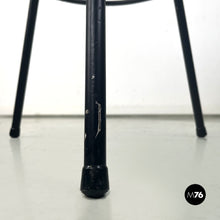Carica l'immagine nel visualizzatore di Gallery, Black metal and blue fabric stool, 1950s