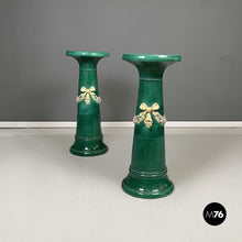 画像をギャラリービューアに読み込む, Green ceramic columns or pedestals, 1930s