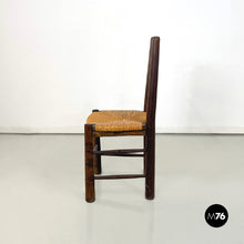 Load image into Gallery viewer, Wood and straw chairs by Georges Robert, 1950s