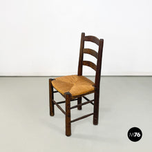 Load image into Gallery viewer, Wood and straw chairs by Georges Robert, 1950s