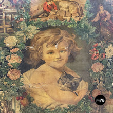 Load image into Gallery viewer, Wooden screen with collage, 1800s