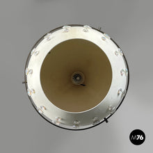 画像をギャラリービューアに読み込む, White metal ceiling lamp with reflective glass applications, 1970s