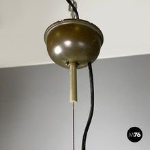 画像をギャラリービューアに読み込む, White metal ceiling lamp with reflective glass applications, 1970s