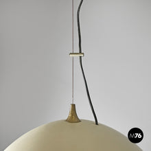画像をギャラリービューアに読み込む, White metal ceiling lamp with reflective glass applications, 1970s