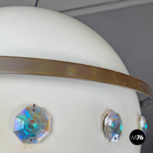 画像をギャラリービューアに読み込む, White metal ceiling lamp with reflective glass applications, 1970s