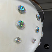 画像をギャラリービューアに読み込む, White metal ceiling lamp with reflective glass applications, 1970s