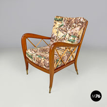 Load image into Gallery viewer, Wooden armchairs with decorated fabric, 1960s